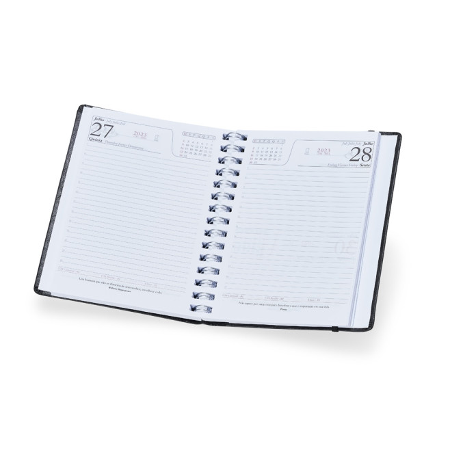 Agenda Diária Wire-O 2025 Em Couro Sintético Personalizada