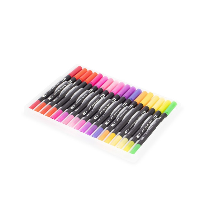 Kit Canetinhas Ponta Dupla Com 100 Cores Personalizado