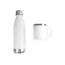Kit Garrafa e Caneca Branca Personalizado